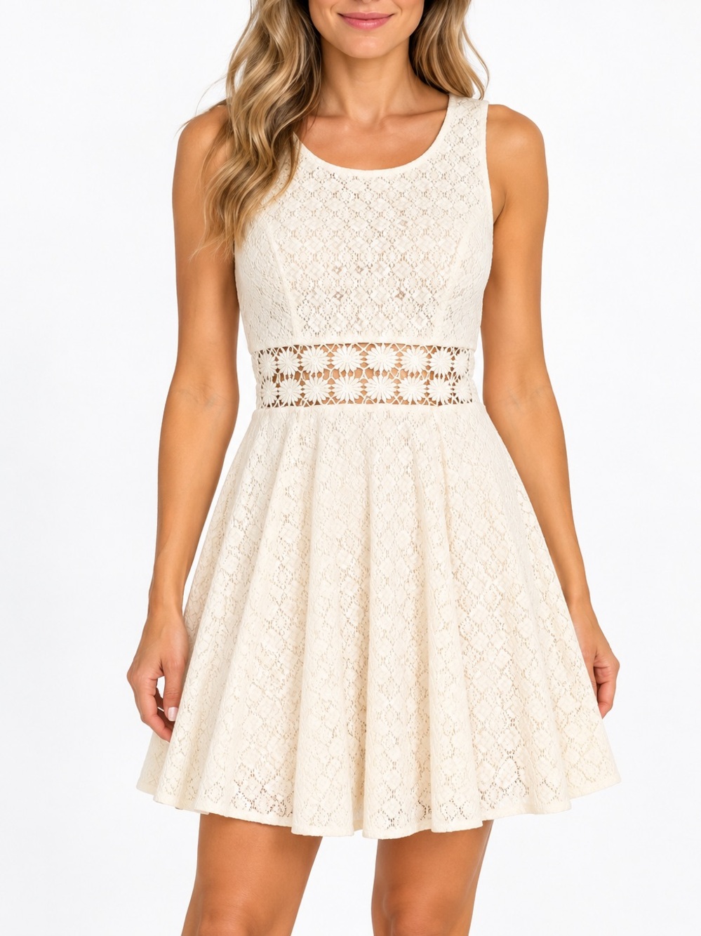 Free People Daisy Waist Ivory Lace Dress Size 10